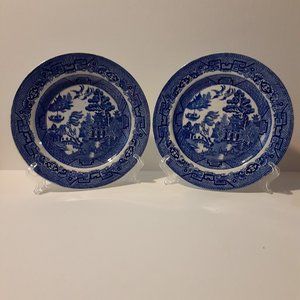 Lovely 2 pc Vintage Allertsons LTD Blue Willow Dessert Plates England